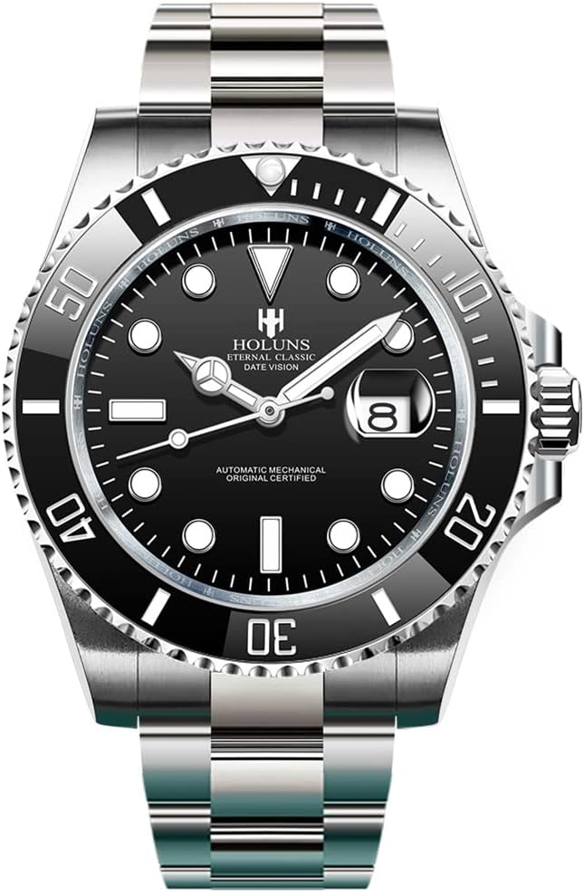 loreo 奢华男式自动机械手表 40 毫米夜光蓝宝石玻璃陶瓷表圈防水